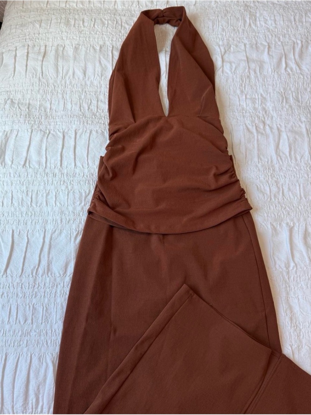 Zara Rust Brown Halter Maxi Dress